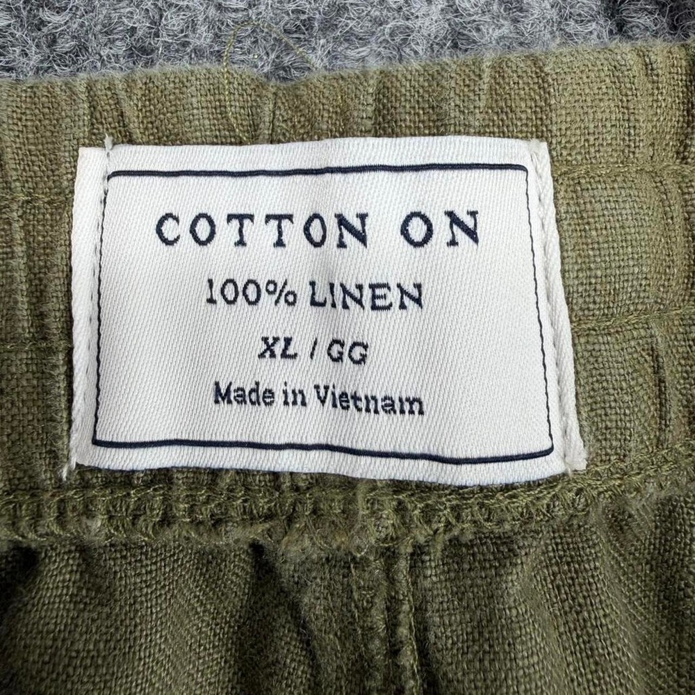 Cotton On linen cargo pants women's XL olive green utility wide leg - Picture 4 of 9